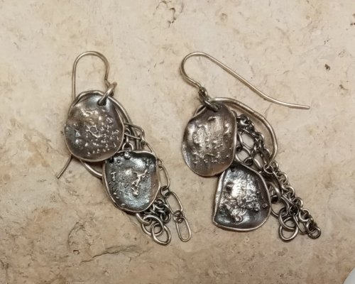 Judy Larson's Cone and Chain Earrings - , Contemporary Wire Jewelry, , cone and chain earrings